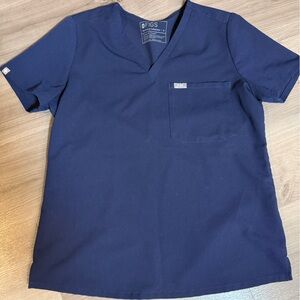 Figs Deep Blue Scrub Top